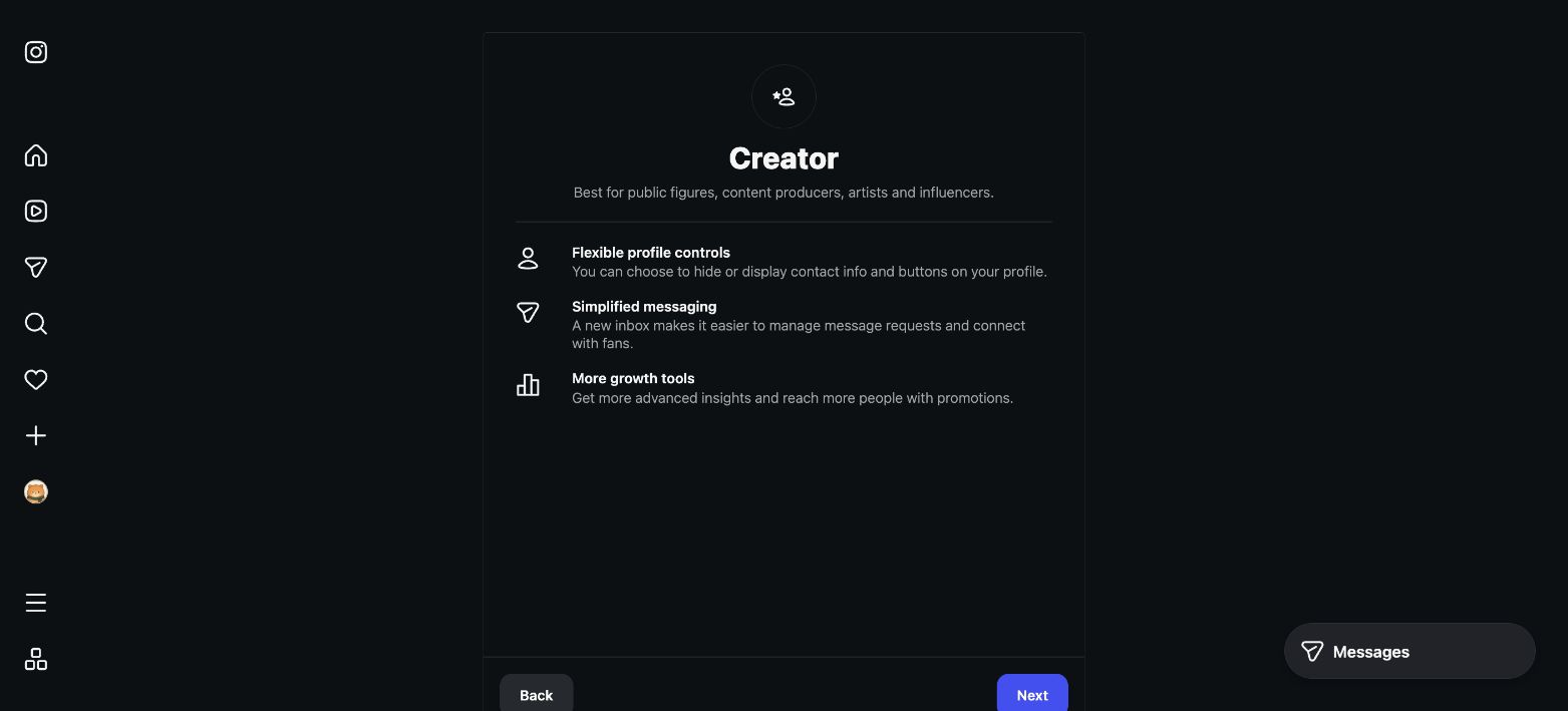 Instagram Creator 功能說明：個人檔案控制、訊息與洞察工具